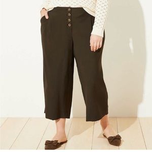 Loft Plus - Olive Green High Waist wide leg button up fly